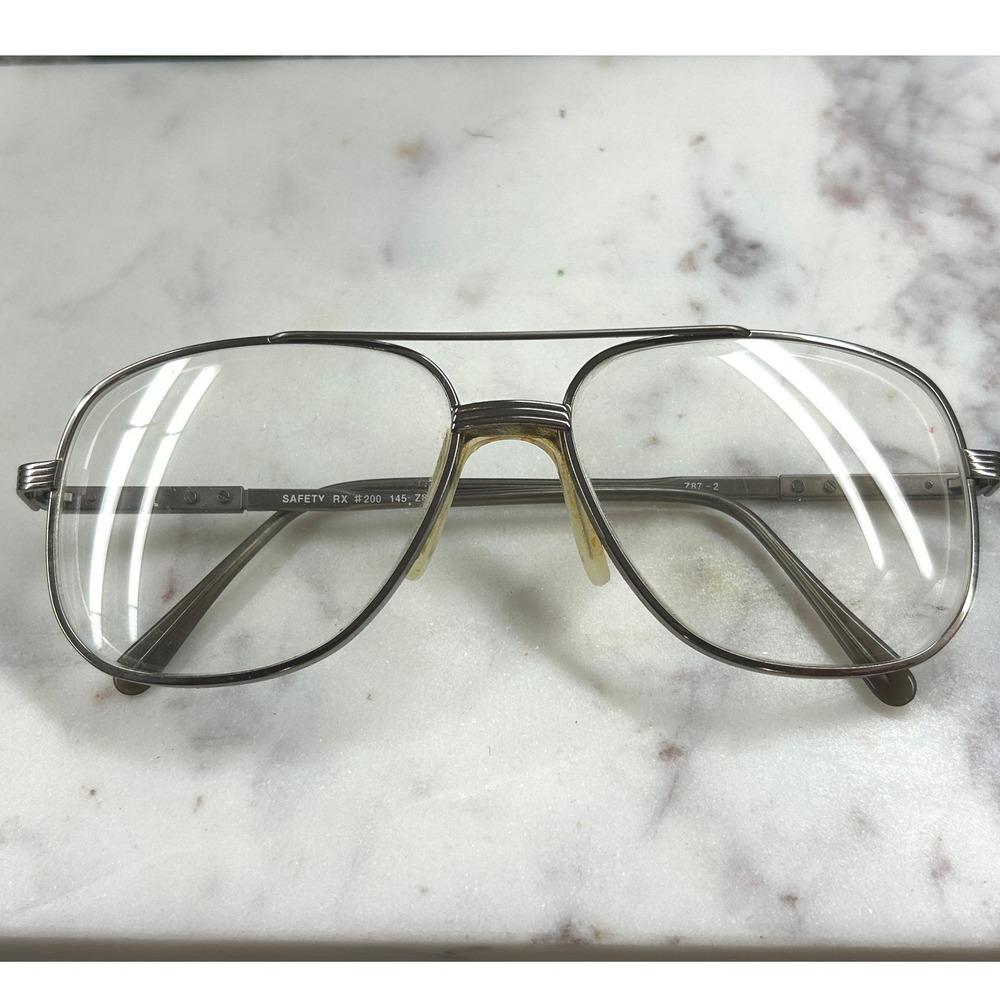 Vintage Titmus Safety RX #200 Aviator Glasses Z87-2 Metal Frame Silver Tone